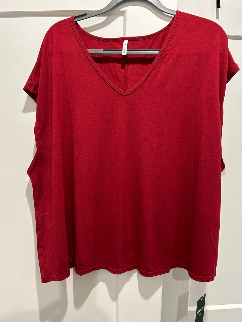 NWT Halara V- neck Short Sleeve Casual Plus Size T-Shirt  Maroon 2x
